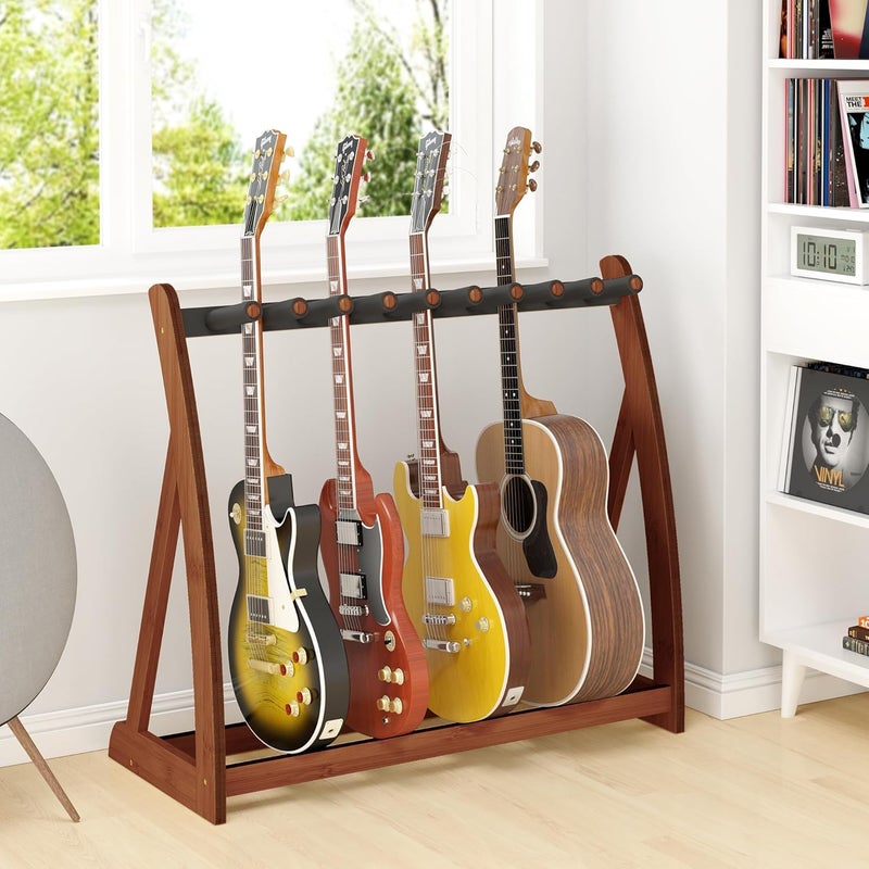 Wisuce Essentials Guitar Stand Rack, Multi-Guitar Display Rack Adjustable Bamboo Guitars Holder Electric Guitar Stands Floor Storage for Bass Acoustic, Home Studio, Band Stage - Image 5
